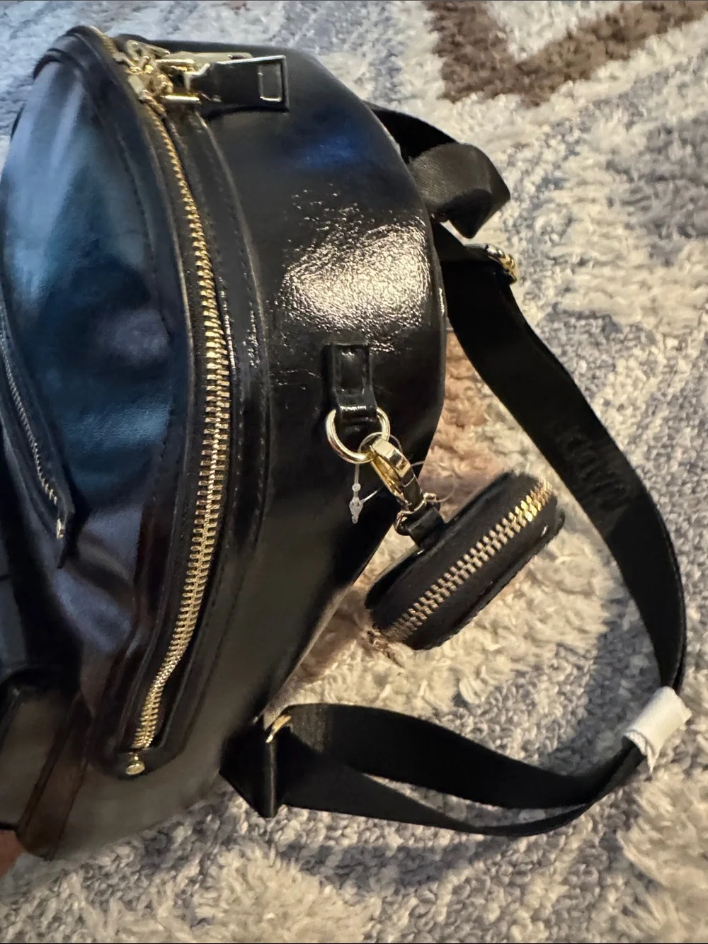 Madden NYC Black Faux Leather Backpack
